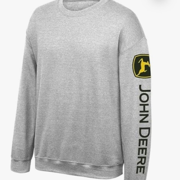 John Deere Jd Crew Neck Fleece Sweatshirt Gray Medium Tractor Farming - Picture 8 of 8